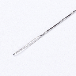 Platine Aiguille de perles de fer, torsadée, platine, 10.3x0.02 cm