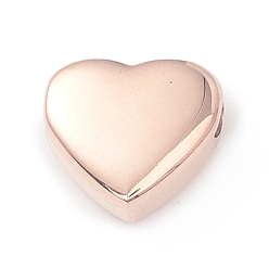 Rose Gold Ion Plating(IP) 304 Stainless Steel Beads, Heart, Rose Gold, 11x12x5mm, Hole: 2mm