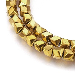 Golden Plated Electroplated Non-magnetic Synthetic Hematite Beads Strands, Polish, Golden Plated, 6x5.5x6mm, Hole: 1mm, about 74pcs/strand, 15.94 inch(40.5cm)