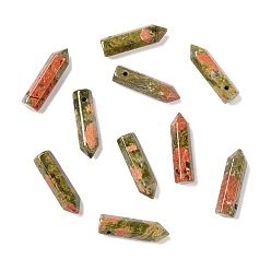 Unakite Natural Unakite Pointed Pendants, Faceted, Bullet, 30~33x8~9mm, Hole: 1.4~1.6mm