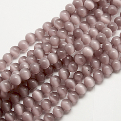 Rosy Brown Cat Eye Beads, Round, Rosy Brown, 10mm, Hole: 0.8mm, about 39pcs/strand, 15 inch