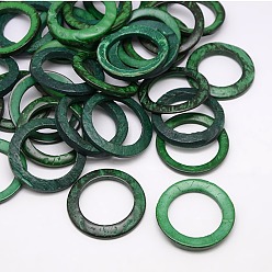 Vert Foncé Accessoires de bijoux en bois teints coconut anneaux reliant, vert foncé, 20~23x2~5mm