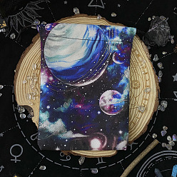 Colorido Almacenamiento de cartas de tarot de terciopelo tema universo mochilas de cuerdas, soporte de almacenamiento de escritorio de tarot, rectángulo con patrón de planeta, colorido, 18x13 cm