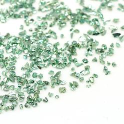 Dark Sea Green Piezo Glass Beads, No Hole Beads, Chip, Dark Sea Green, 0.6~1x0.6~1mm, about 440~450g/bag
