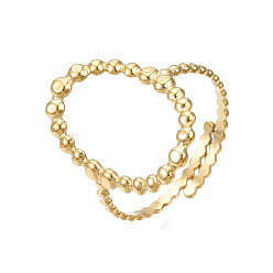 Золотой 304 прямоугольное открытое манжетное кольцо из нержавеющей стали, полое массивное кольцо для женщин, золотые, размер США 7 (17.3 мм)