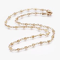 Golden 304 Stainless Steel Chain Necklaces, with Lobster Claw Clasps, Ion Plating (IP), Star, Golden, 17.3  inch~17.7 inch(44~45cm)