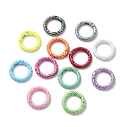 Mixed Color Spray Painted Alloy Spring Gate Ring, Twist Rings, Mixed Color, 28x5mm