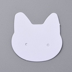 Blanc Cartes d'affichage de boucles d'oreilles en carton, tête de lapin, blanc, 35x35x0.4mm, Trou: 1.2mm