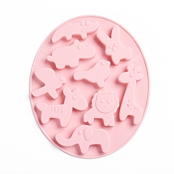 Pink Food Grade Silicone Molds, Fondant Molds, Baking Molds, Chocolate, Candy, Biscuits, UV Resin & Epoxy Resin Jewelry Making, Animal, Pink, 165x139x11mm, Inner Size: 12~63x23~61mm