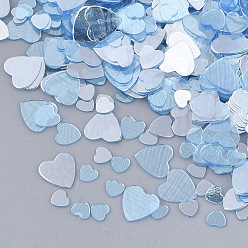 Светло-Голубой Аксессуары для орнаментов, прозрачная пвх пластиковая пайетка / блестки из бисера, нет отверстий / неосвещенных бусинок, сердце, Небесно-голубой, 3~6x3~6x0.3 мм