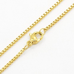 Oro Unisex 304 collares de cadena de la caja de acero inoxidable, con cierre de langosta, dorado, 17.7 pulgada (45 cm)