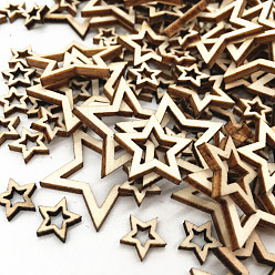 PapayaWhip Unfinished Wood Star Shape Discs Slices, Wood Pieces for DIY Embellishment Crafts, PapayaWhip, 3cm, 100pcs/set