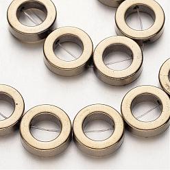 Antique Bronze Plated Electroplate Non-magnetic Synthetic Hematite Beads Strands, Ring, Antique Bronze Plated, 14x4mm, Hole: 1mm, about 29pcs/strand, 15.7 inch