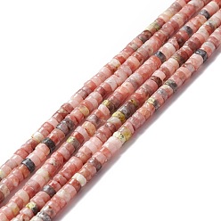 Blossom Stone Natural Plum Blossom Jasper Beads Strands, Flat Round/Disc, 4~4.5x2~2.5mm, Hole: 0.8~1mm, about 155~172pcs/strand, 15.12 inch~15.55 inch(38.4~39.5cm)