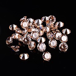 Light Peach Diamond Shape Glass Rhinestone Cabochons, Pointed Back, Light Peach, 6x4mm, about 100pcs/bag