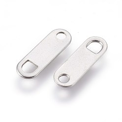 Stainless Steel Color 304 Stainless Steel Chain Tabs, Chain Extender Connectors, Oval, Stainless Steel Color, 11x3.5x0.4mm, Hole: 1.4mm and 2mm