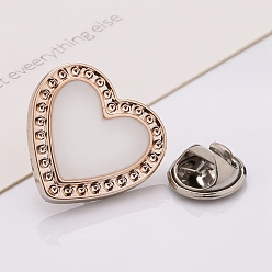 Snow Plastic Brooch, Alloy Pin, with Enamel, for Garment Accessories, Heart, Snow, 18mm