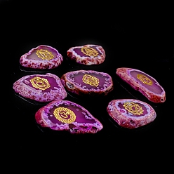 Средний Фиолетово-красный Чакра натуральный агат самородки камень, карманный пальмовый камень для балансировки рейки, украшения для домашнего экрана, средне фиолетовый красный, 30~50x5 мм, 7 шт / комплект