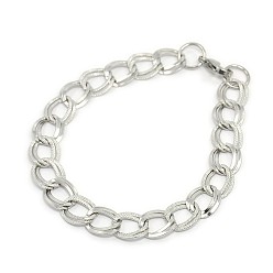 Stainless Steel Color Fashionable 304 Stainless Steel Cuban Link Chain Bracelets, with Lobster Claw Clasps, Stainless Steel Color, 8-5/8 inch~9-1/4 inch(220~235mm), 11.5mm