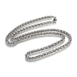 Stainless Steel Color 304 Stainless Steel Wheat Chain Necklaces, with Lobster Claw Clasps, Stainless Steel Color, 27.7 inch(70.3cm), 5.6mm