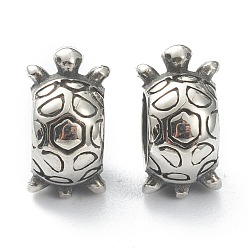 Antique Silver 304 Stainless Steel European Beads, Large Hole Beads, Tortoise, Antique Silver, 6x11x8.5mm, Hole: 5mm