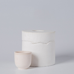 Floral Blanca Moldes de yeso para cuencos de té, herramientas de modelado, para la fabricación artesanal de cerámica, blanco floral, 100x105 mm