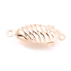 Rose Gold 304 Stainless Steel Box Clasps, Multi-Strand Clasps, Oval, Rose Gold, 21.5x9x5mm, Hole: 1mm