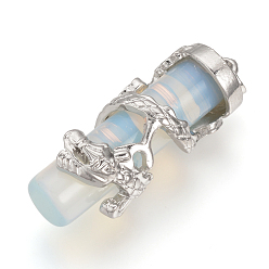 Opalite Opalite Pendants, with Alloy Findings, Antique Silver, Column with Dragon, 39~41x14mm, Hole: 3x4mm