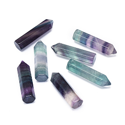 Fluorite Natural Fluorite Beads, Healing Stones, Reiki Energy Balancing Meditation Therapy Wand, No Hole/Undrilled, Faceted, Bullet, 37~41x10mm