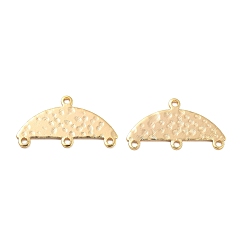 Real 18K Gold Plated Brass Chandelier Component Links, Semicircle, Hammered, Real 18K Gold Plated, 11.5x21x0.7mm, Hole: 1.2mm