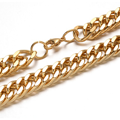 Golden 304 Stainless Steel Twisted Chains Necklaces, with Lobster Claw Clasps, Faceted, Golden, 29.52 inch(75cm)