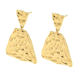 Real 18K Gold Plated Rack Plating Brass Trapezoid Dangle Stud Earrings, Long-Lasting Plated, Lead Free & Cadmium Free, Real 18K Gold Plated, 46x30mm