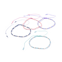 Couleur Mélangete Bracelets de perles tressées en fil de nylon ajustable, avec des perles de verre et des perles de verre, couleur mixte, 2 pouce (5 cm)