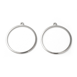 Stainless Steel Color 201 Stainless Steel Pendants, Ring, Stainless Steel Color, 27~27.5x25x0.7~1mm, Hole: 1.4mm