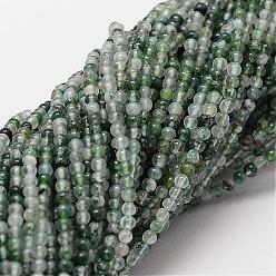 Agate Mousse Naturelles agate perles brins, ronde, 2mm, trou: 0.5mm, environ 190 pcs/chapelet