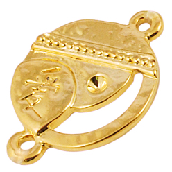 Golden Brass Cubic Zirconia Beads, Hexagon, Golden, 6x6x2mm, Hole: 2mm