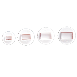 Белый Набор пластиковых штампов для печенья с помадкой, печать печенья печенья впечатление, круглый с прямоугольным узором, белые, 11~17x40~48 мм, о 4 шт / комплект