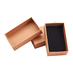 Tan Cardboard Jewelry Set Box, for Ring, Necklace, Rectangle, Tan, 8x5x2.5cm