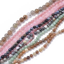 Pierre Mélangete Brins de perles pierres fines naturelles , teint, pierre mixte, ronde, 4~12mm, Trou: 0.8~1.2mm, Environ 64 pcs/chapelet, 15~15.5 pouce (38~39 cm)