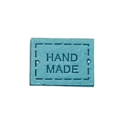 Turquoise Microfiber Label Tags, Clothing Handmade Labels, for DIY Jeans, Bags, Shoes, Hat Accessories, Rectangle, Turquoise, 20x15mm