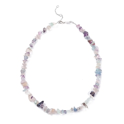 Fluorita Collar de cuentas con chip de fluorita natural, joyas de piedras preciosas para mujeres, Platino, 16.14 pulgada (41 cm)