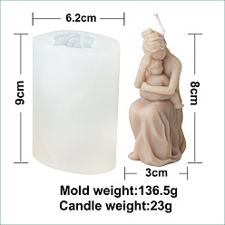 Blanc Moules à bougies en silicone pour la fête des mères, Enceinte avec des moules de moulage en résine pour enfant, pour la résine UV, fabrication de bijoux en résine époxy, blanc, 9x6.2 cm
