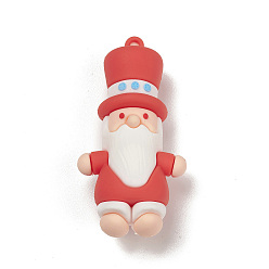 Santa Claus Colgantes grandes de estilo navideño de plástico pvc, santa claus, 63x32x21 mm, agujero: 3 mm