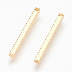 Golden Brass Pendants, Lead Free & Cadmium Free & Nickel Free, Long-Lasting Plated, Rectangle, Golden, 25x2x2mm, Hole: 1.2mm