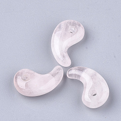 Cuarzo Rosa Natural aumentó colgante cuarzo, magatama, 30x18x8~11 mm, agujero: 3~4 mm