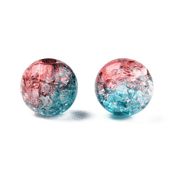 Turquoise Foncé Transparent perles acryliques craquelés, ronde, turquoise foncé, 10mm, Trou: 2mm, à propos de 943pc / 500g