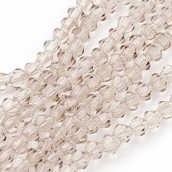 BurlyWood Imitation Austrian Crystal 5301 Bicone Beads, Faceted Glass Beads Strands, BurlyWood, 3x3~3.5mm, Hole: 0.5mm, about 125~130pcs/strand, 15.5 inch