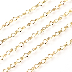 Real 18K Gold Plated Brass Figure 8 Chain, Figaro Chains, Long-Lasting Plated, with Spool, Soldered, Real 18K Gold Plated, 4x3x1mm, about 16.4 Feet(5m)/roll