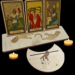 Étoile  Présentoirs de cartes de tarot en bois, support de tarot de phase de lune pour la divination, outils de décoration de tarot, lune avec rectangle, motif en étoile, 12.5~25x7.5~10.5x0.5 cm, 2 pièces / kit