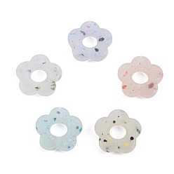 Couleur Mélangete Perles acryliques opaques style pierre marbrée, fleur, couleur mixte, 14x14.5x3.8mm, Trou: 1.5mm